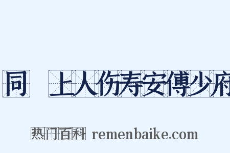 同旻上人伤寿安傅少府是什么意思的图片